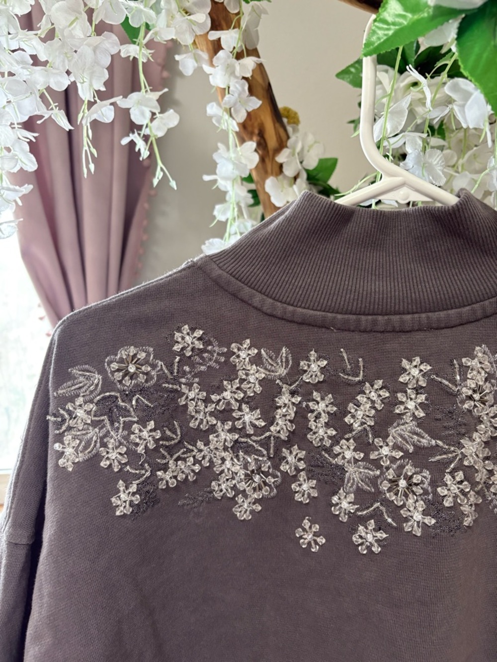 Free People Washed Charcoal Floral Yoke Pullover - Picture 9 of 10